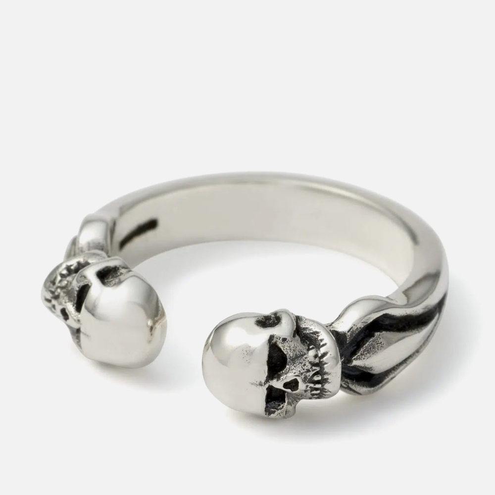 THE GREAT FROG Sterling Double Headed Open Skull Band 6

.